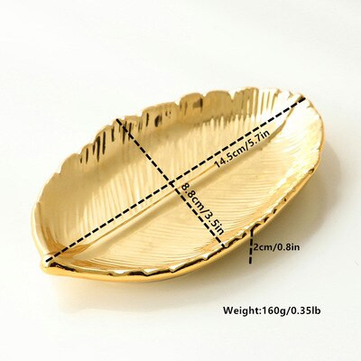 Farfurie cu frunze din ceramică de aur Bijuterii din frunze de copac Gustări Desert Tavă de depozitare din argint Bijuterii din ceramică din aur roz Bijuterii farfurie emailate