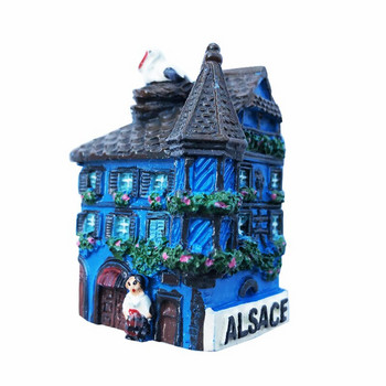 Френски магнит паста за хладилник туризъм сувенир декорация занаяти Елзас триизмерна народна къща ръчно рисуван подарък