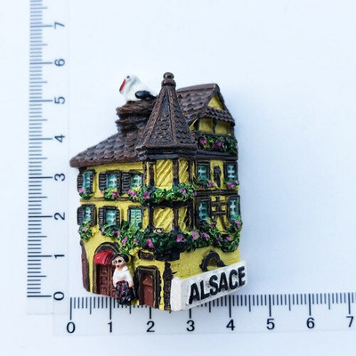 Francuski magnet za hladnjak pasta turistički suvenir dekoracija zanati Alsace trodimenzionalna pučka kuća ručno oslikani poklon