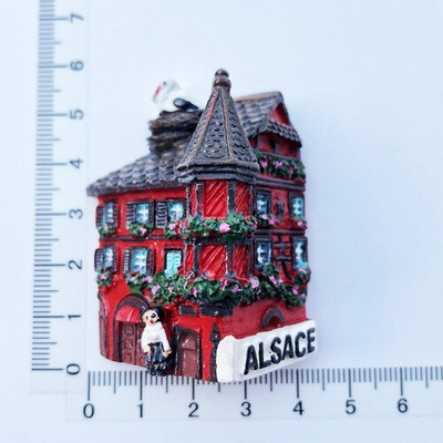 Francuski magnet za hladnjak pasta turistički suvenir dekoracija zanati Alsace trodimenzionalna pučka kuća ručno oslikani poklon
