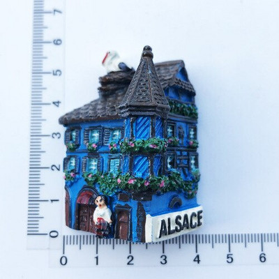 Francuski magnet za hladnjak pasta turistički suvenir dekoracija zanati Alsace trodimenzionalna pučka kuća ručno oslikani poklon