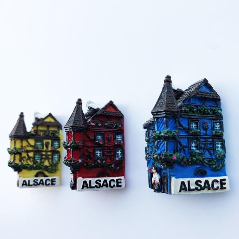 Francuski magnet za hladnjak pasta turistički suvenir dekoracija zanati Alsace trodimenzionalna pučka kuća ručno oslikani poklon