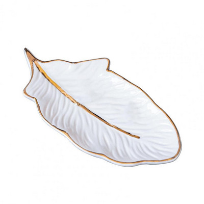 Északi stílusú kerámia dekorációs tányér kreatív tollas kézműves ékszer tányér gyümölcstál lakberendezési tárolótálca