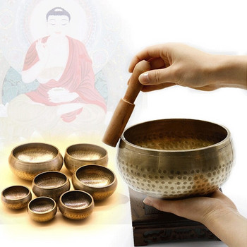 Хималаи, ръчно изкована чакра медитация Тибетска бронзова купа Будистка йога пееща купа