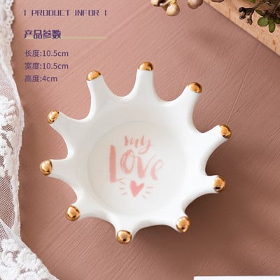 Ins Style Geros kokybės karūnėlės dizaino dekoratyvinis padėklas Aukso graviravimas Dekoratyvinis padėklas papuošalams užkandžiams žvakių laikiklis