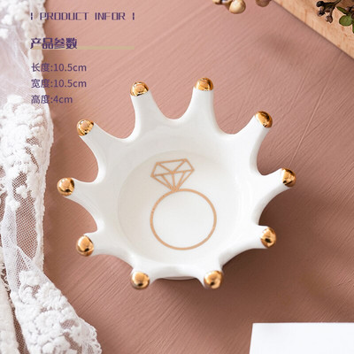 Ins Style Geros kokybės karūnėlės dizaino dekoratyvinis padėklas Aukso graviravimas Dekoratyvinis padėklas papuošalams užkandžiams žvakių laikiklis