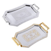 Nerūdijančio plieno laikymo dėklas su subtilaus rašto rankena, patiekiant lėkštes