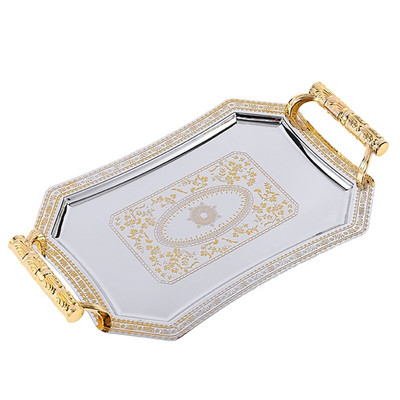 Nerūdijančio plieno laikymo dėklas su subtilaus rašto rankena, patiekiant lėkštes