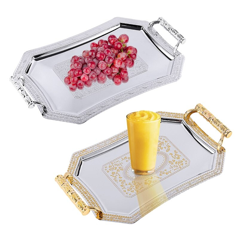 Nerūdijančio plieno laikymo dėklas su subtilaus rašto rankena, patiekiant lėkštes