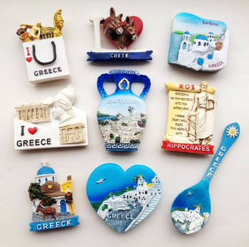 Гърция Санторини Атракции Ваза Подаръчна торбичка 3D Хладилник Магнити за хладилник Туристически сувенири Магнитни стикери Декорация на дома