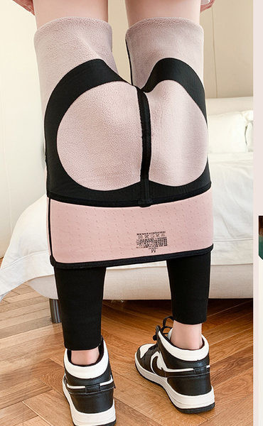 Moteriškos sportinės antblauzdžiai šiltu pamušalu ir aukštu juosmeniu