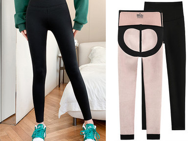 Moteriškos sportinės antblauzdžiai šiltu pamušalu ir aukštu juosmeniu