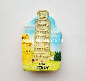 Ръчно рисувана Италия Наклонената кула в Пиза 3D магнити за хладилник Сувенири за пътешествия по света Магнитни стикери за хладилник Домашен декор