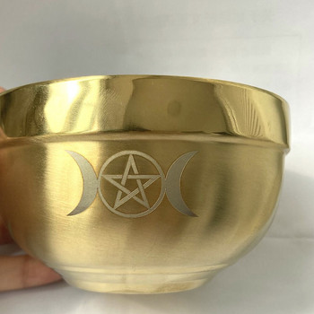 Купа Tibetan OfferingWiccan Oltar Chalice Пентаграма Moonwitchcraft Троен инструмент Декор Чаша Пееща Неръждаема Размазване Размазване