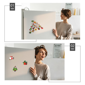16 бр. Магнитни коледни магнити за хладилник с карикатура, PVC стикери за хладилник