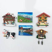 BABELEMI 3D švajčiarske Jungfrauské jazero Lucerne kravy kukučkové hodiny turistické suveníry magnet na chladničku Švajčiarsko magnety na chladničku
