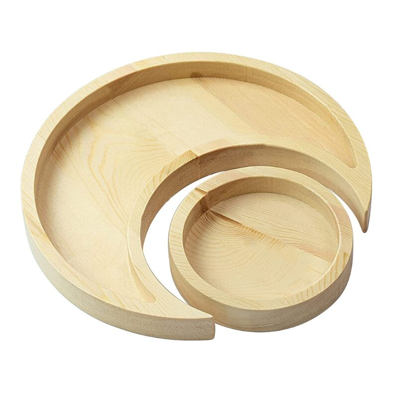 Mėnulio saulės serviravimo padėklas Medinis kaimiškas stalo indų desertų indų laikiklis centrinis papuošalų lėkštės dubuo, skirtas Eidui Mubarakui