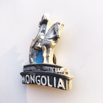 Αυτοκόλλητο τουριστικού αναμνηστικού τουριστικού δώρου του Εθνικού Παλατιού της Μογγολίας Ουλάν Μπατόρ, αγαλματίδιο του Τζένγκις Χαν, μαγνητική ρητίνη ψυγείου