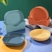 Set de 5 farfurii din plastic cu suport Durabil, rezistente la spargere Vase solide, durabile, sigure, reutilizabile, pentru mașina de spălat vase