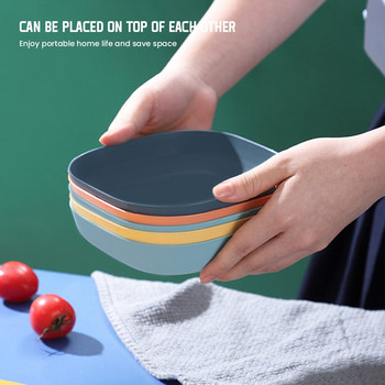 Σετ 5 πλαστικών πιάτων με θήκη Ανθεκτικά, θρυμματισμένα βαθιά συμπαγή πιάτα Ανθεκτικά ασφαλή Επαναχρησιμοποιήσιμα σερβίτσια Πλύσιμο πιάτων