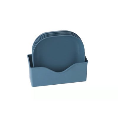 Set de 5 farfurii din plastic cu suport Durabil, rezistente la spargere Vase solide, durabile, sigure, reutilizabile, pentru mașina de spălat vase