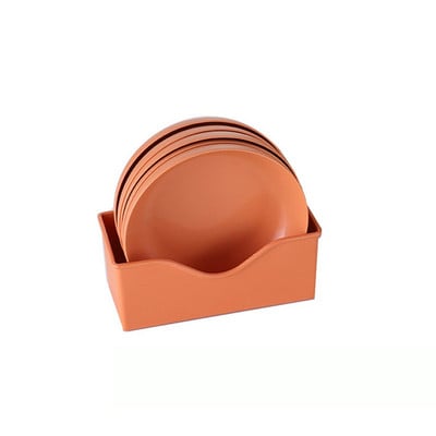 Set de 5 farfurii din plastic cu suport Durabil, rezistente la spargere Vase solide, durabile, sigure, reutilizabile, pentru mașina de spălat vase