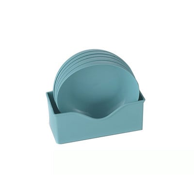 Set de 5 farfurii din plastic cu suport Durabil, rezistente la spargere Vase solide, durabile, sigure, reutilizabile, pentru mașina de spălat vase