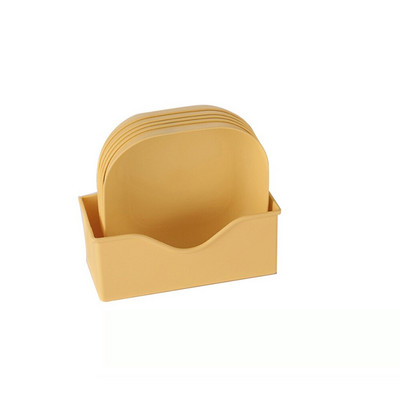 Set de 5 farfurii din plastic cu suport Durabil, rezistente la spargere Vase solide, durabile, sigure, reutilizabile, pentru mașina de spălat vase