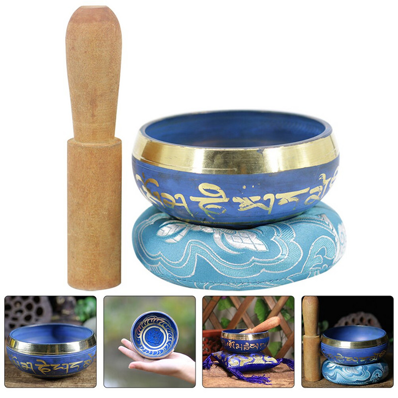 1 комплект Тибетска медна пееща купа Звукова купа за медитация с дървен чук