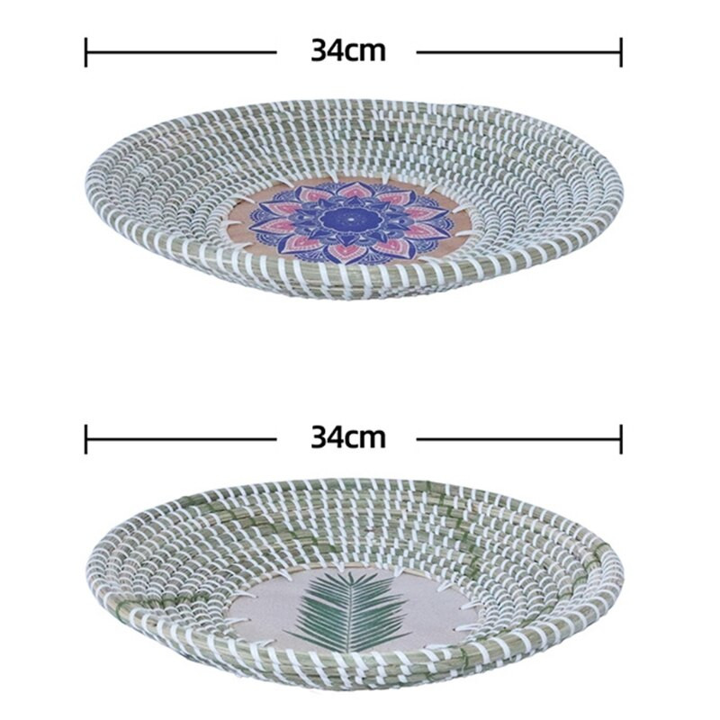 1/2 vnt. rankų darbo pakabinamas sieninis krepšelis apvalus austas jūros žolės pakabinamas dekoratyvinis padėklas, skirtas svetainei miegamojo virtuvei