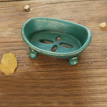 Златнозелена лодка с чугунена сапунена чиния Ръчно изработен декор за домашна градина Тежка метална тава за съхранение Антични аксесоари за баня