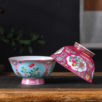 1 бр. 6-инчова купа за юфка Китайски Jingdezhen Famille Rose Порцеланова цветна пейзажна купа с дизайн на дракон Антична имитация на съдове