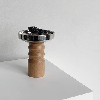 TingKe Nordic ins кръгла основа от масивно дърво поднос от неръждаема стомана чиния за съхранение модерна декорация на дома ароматерапия орнаменти за маса
