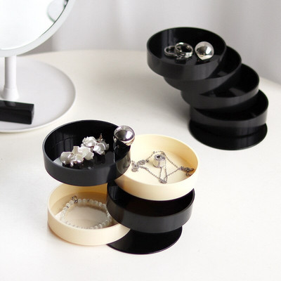 Creative Jewelry Storage Box 4 επιπέδων Περιστρεφόμενη κρεβατοκάμαρα Βεστιάριο Κεφαλή σχοινί για μικρά αντικείμενα Κουτί κοσμημάτων