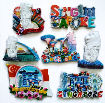 High Quality Flag Of Singapore Merlion 3D Fridge Magnet World Tourism Souvenir Ψυγείο Μαγνητικά αυτοκόλλητα Διακόσμηση σπιτιού