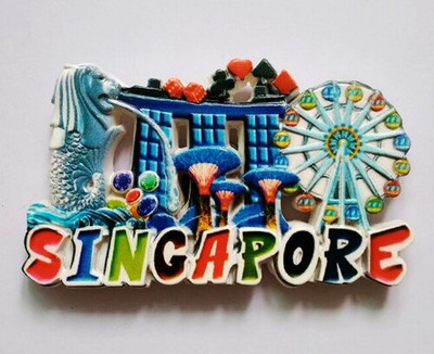 Aukštos kokybės Singapūro vėliava Merlion 3D šaldytuvo magnetas Pasaulio turizmo suvenyrai Šaldytuvas Magnetiniai lipdukai Namų apdaila