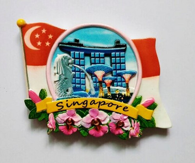 Aukštos kokybės Singapūro vėliava Merlion 3D šaldytuvo magnetas Pasaulio turizmo suvenyrai Šaldytuvas Magnetiniai lipdukai Namų apdaila