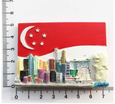 Aukštos kokybės Singapūro vėliava Merlion 3D šaldytuvo magnetas Pasaulio turizmo suvenyrai Šaldytuvas Magnetiniai lipdukai Namų apdaila