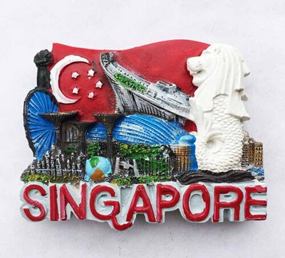 Aukštos kokybės Singapūro vėliava Merlion 3D šaldytuvo magnetas Pasaulio turizmo suvenyrai Šaldytuvas Magnetiniai lipdukai Namų apdaila