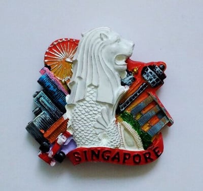 Aukštos kokybės Singapūro vėliava Merlion 3D šaldytuvo magnetas Pasaulio turizmo suvenyrai Šaldytuvas Magnetiniai lipdukai Namų apdaila