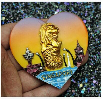 Aukštos kokybės Singapūro vėliava Merlion 3D šaldytuvo magnetas Pasaulio turizmo suvenyrai Šaldytuvas Magnetiniai lipdukai Namų apdaila