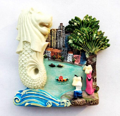 Aukštos kokybės Singapūro vėliava Merlion 3D šaldytuvo magnetas Pasaulio turizmo suvenyrai Šaldytuvas Magnetiniai lipdukai Namų apdaila