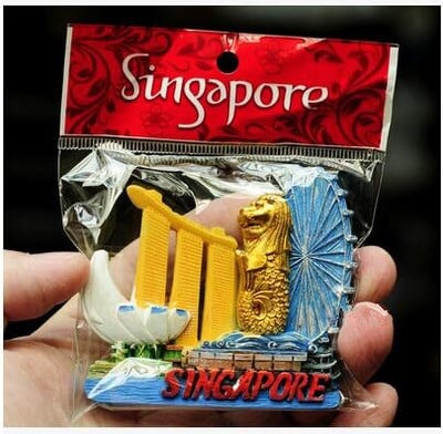 Aukštos kokybės Singapūro vėliava Merlion 3D šaldytuvo magnetas Pasaulio turizmo suvenyrai Šaldytuvas Magnetiniai lipdukai Namų apdaila