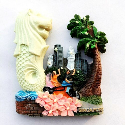 Aukštos kokybės Singapūro vėliava Merlion 3D šaldytuvo magnetas Pasaulio turizmo suvenyrai Šaldytuvas Magnetiniai lipdukai Namų apdaila