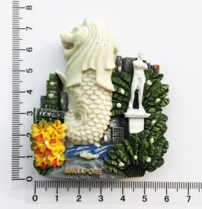 Aukštos kokybės Singapūro vėliava Merlion 3D šaldytuvo magnetas Pasaulio turizmo suvenyrai Šaldytuvas Magnetiniai lipdukai Namų apdaila
