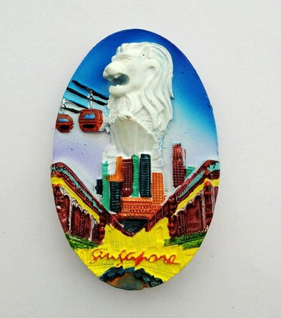 Aukštos kokybės Singapūro vėliava Merlion 3D šaldytuvo magnetas Pasaulio turizmo suvenyrai Šaldytuvas Magnetiniai lipdukai Namų apdaila