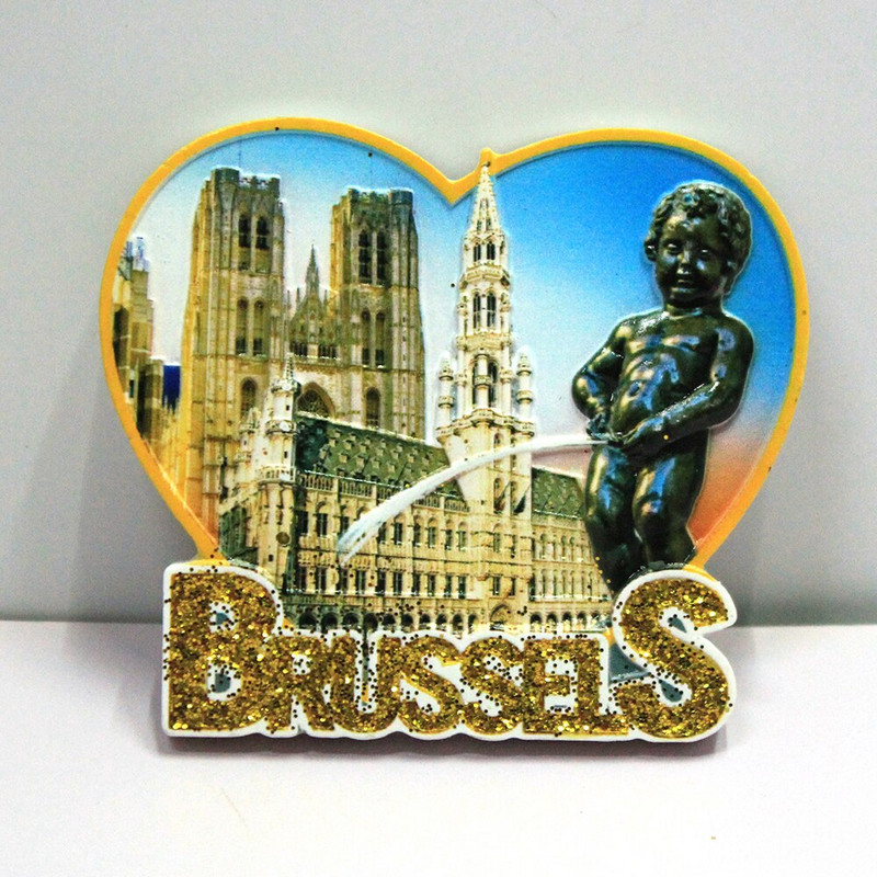 Gyanta hűtőmágnes Brüsszel Spanyolország India Kanada papagáj Emléktárgy Hűtőszekrény Mágneses matrica Kézműves lakberendezés