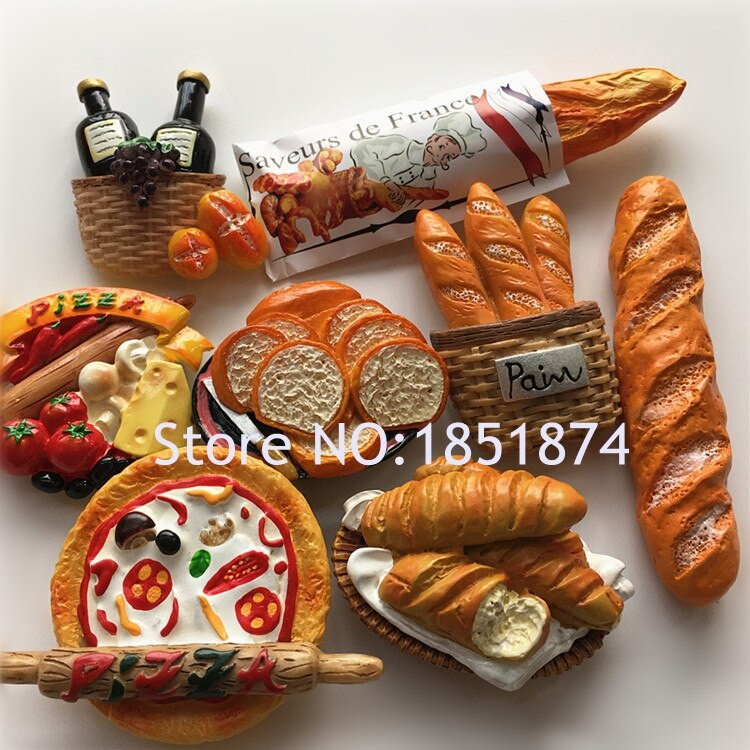 Francuska Papirnata vrećica od grubih zrna 3D smola Magneti za hladnjak Turistički suveniri Magnetske naljepnice za hladnjake Uređenje doma