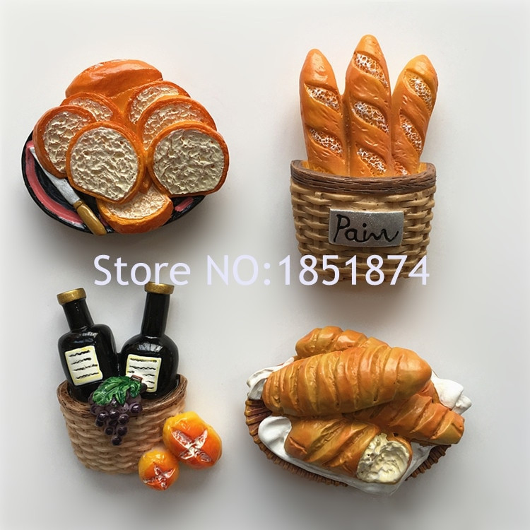 Francuska Papirnata vrećica od grubih zrna 3D smola Magneti za hladnjak Turistički suveniri Magnetske naljepnice za hladnjake Uređenje doma