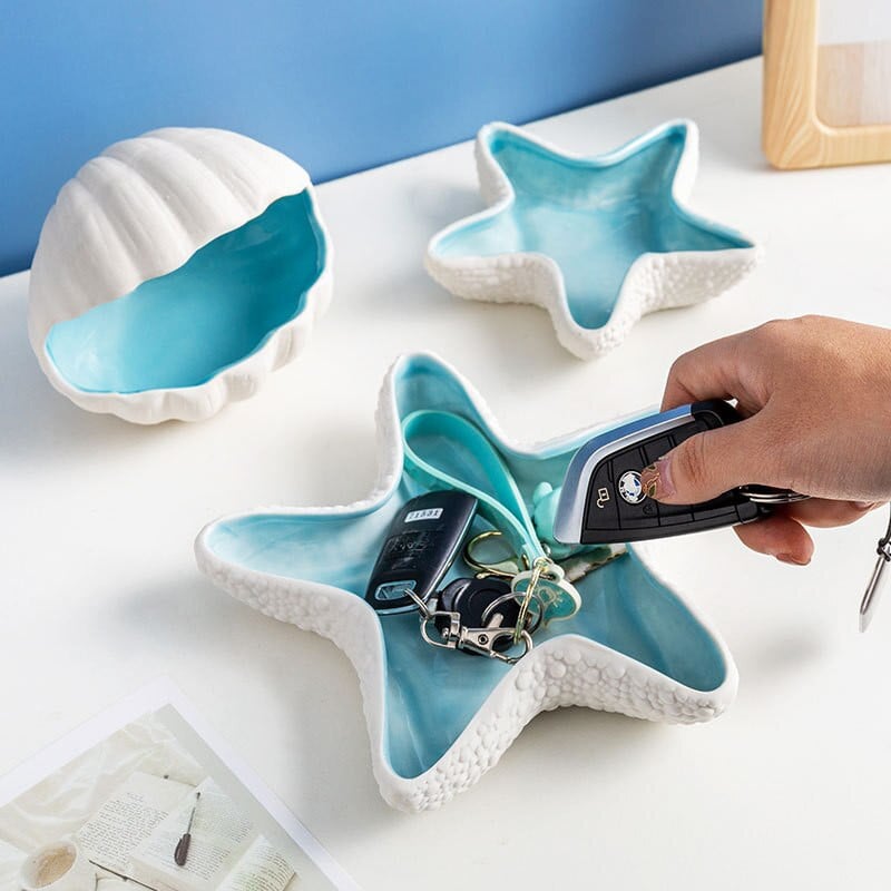 Podnos na šperky Conch Serie, biely porcelánový tanier na šperky, náhrdelník, náušnice, úložný box na ozdobné šperky